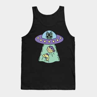 Alien Cat and Ufo Cute Design Tank Top